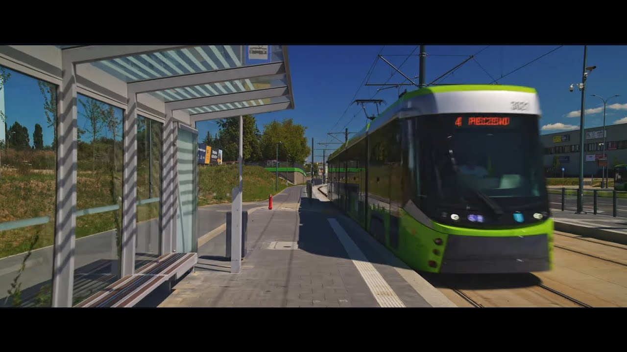 Poland, Olsztyn, tram 4 ride from Pstrowskiego to Carrefour