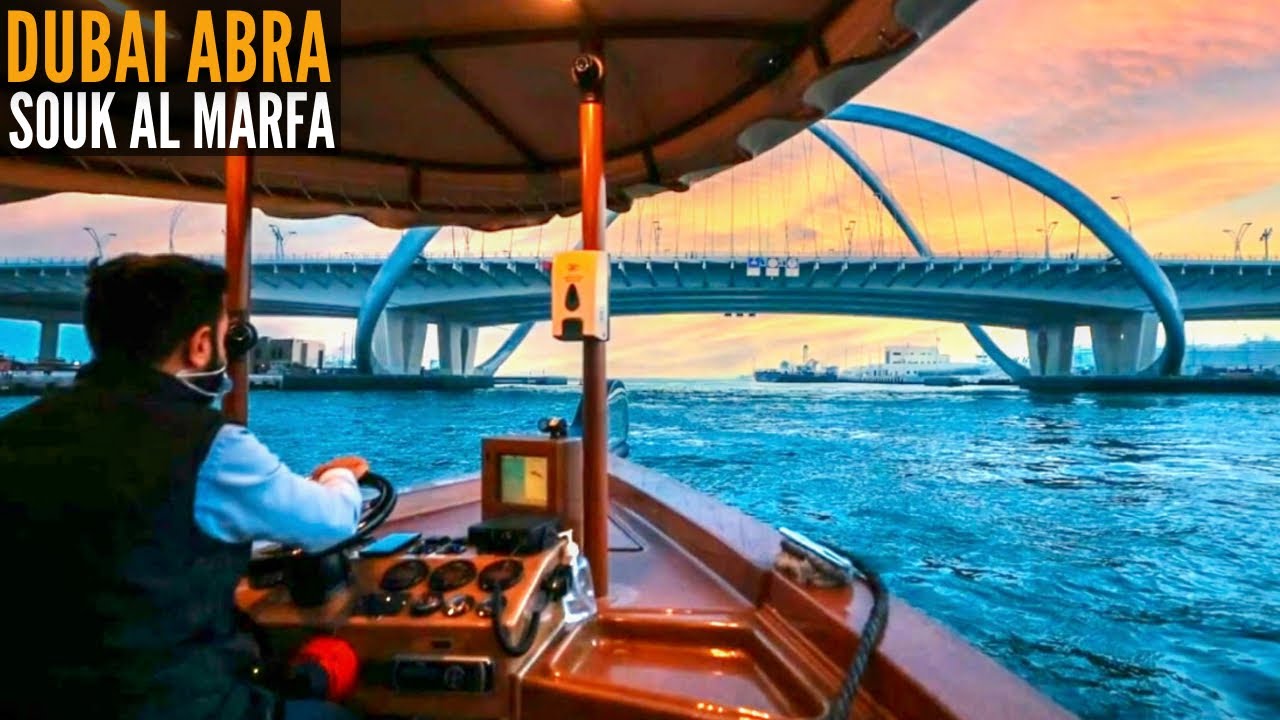Old Dubai Abra Boat Ride to Souk Al Marfa Deira Island Waterfront Sunset View