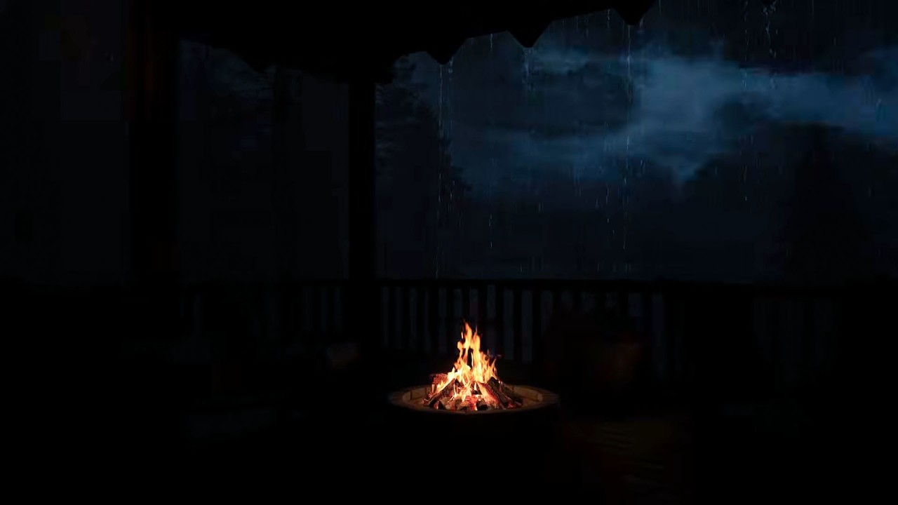 🌧️Cabin Storm Night | 12 Hours of Rain, Thunder & Firelight Calm | Perfect Ambience for Healing 🔥