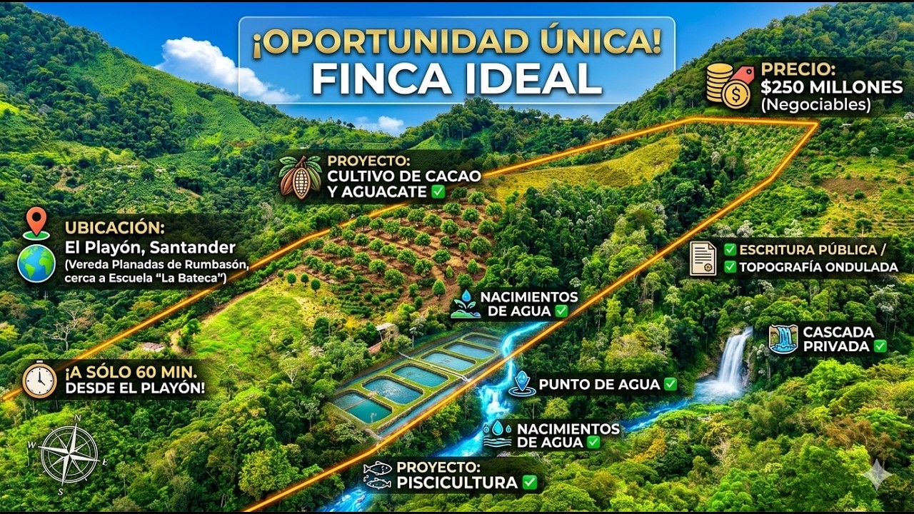 VENDO HERMOSA FINCA DE 7 HECTÁREAS EN EL PLAYÓN/SANTANDER EN LA VEREDA PLANADAS DE RUMBASON