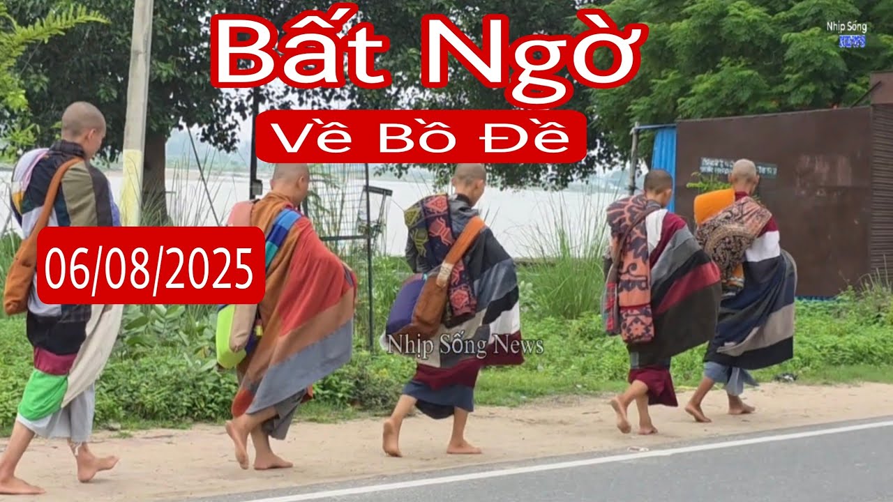 Bất ngờ huynh đệ sư Minh Tuệ bộ hành về Bồ Đề quảng đường rất xa sáng 6/7/25