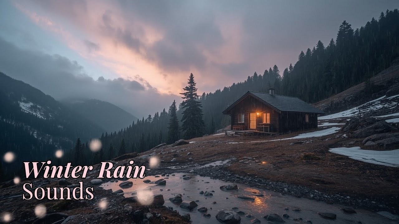 Winter Rain Sounds 🌧️❄️ | Gentle Mountain Rain for Sleep & Relaxation