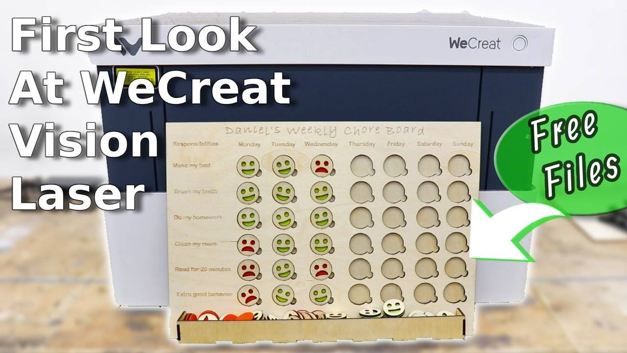 First Look at WeCreat Auto Lifting Laser Plus Making DIY Kids Chore Board | Free Files to Download!