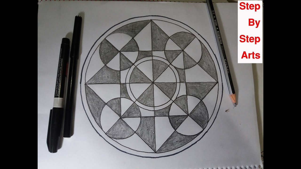 How To Drawing Circles geometrical shapes step by step arts on line paper  🍁🍁  Very Easy Arts