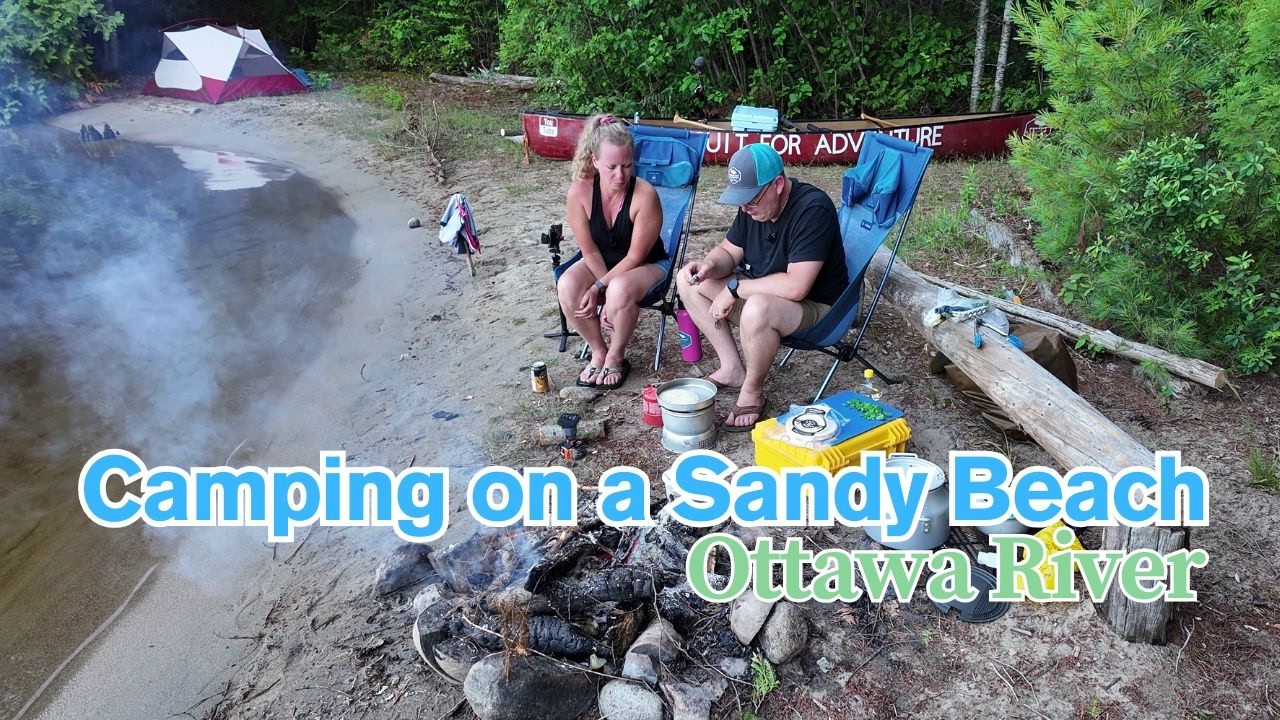 Camping on a Sandy Beach Along the Edge of the Ottawa River