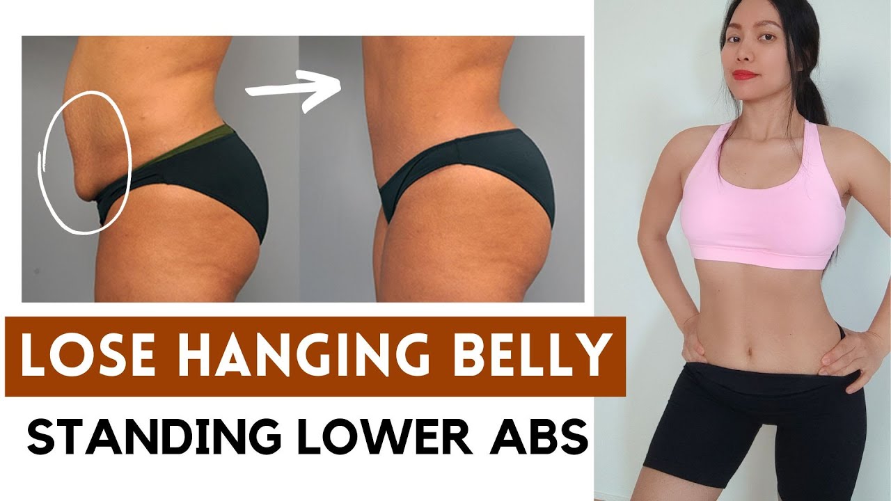 Lose hanging lower belly standing abs, knee friendly, no jumping/ squats/ lunges. Do this daily