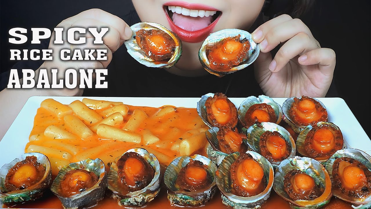 ASMR CHEESY SPICY RICE CAKE WITH ABALONES CHEWY EATING SOUND | LINH-ASMR 먹방