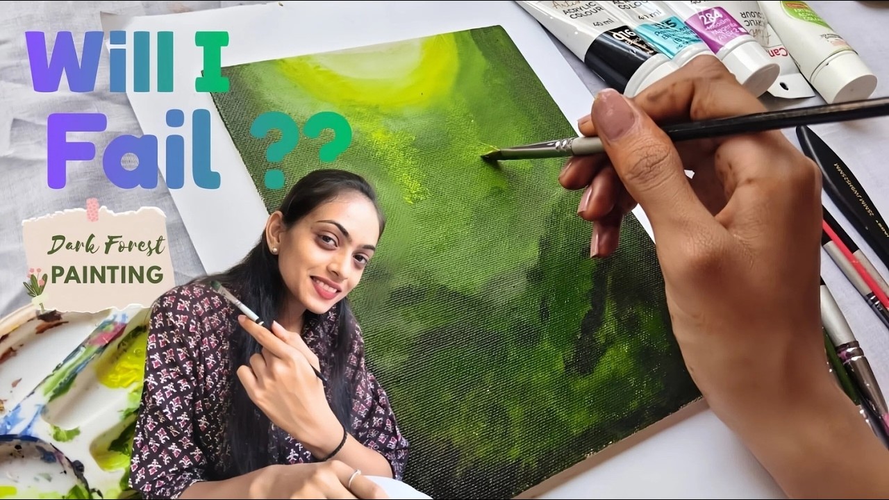 How to Paint Sun Rays in Forest 🌲 | Acrylic Painting for Beginners #AcrylicPainting #ForestPainting