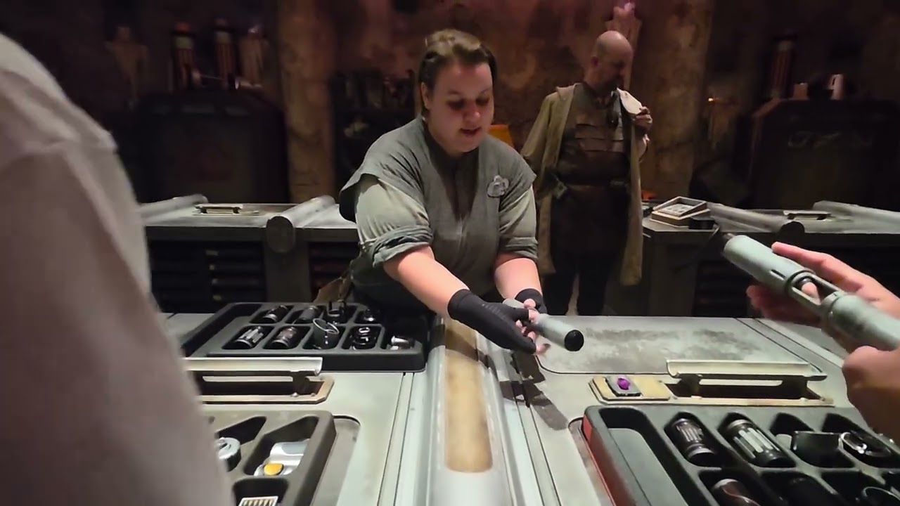Building a lightsaber at Disney World