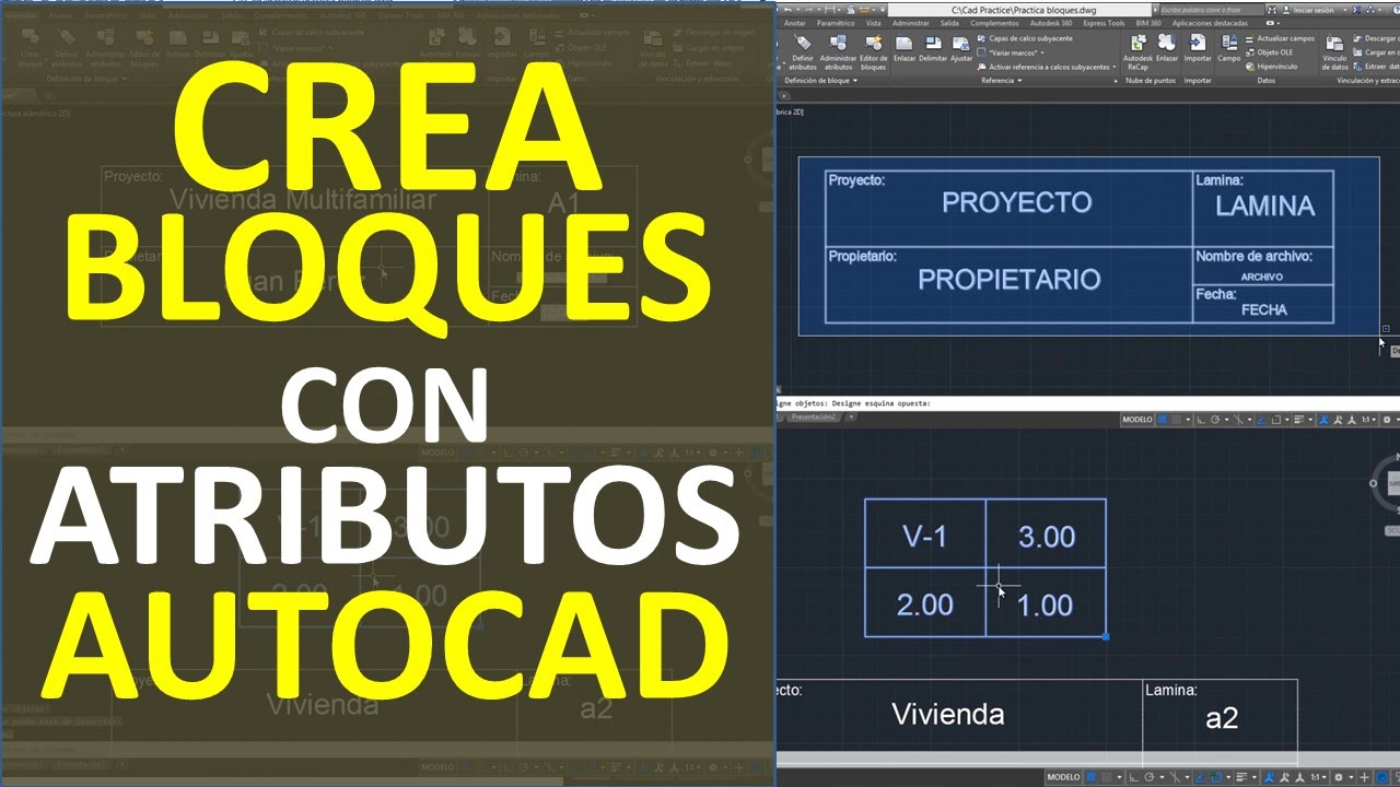 Crear Bloques con Atributos en AutoCAD. Ej. Membrete y Cuadro de Vanos
