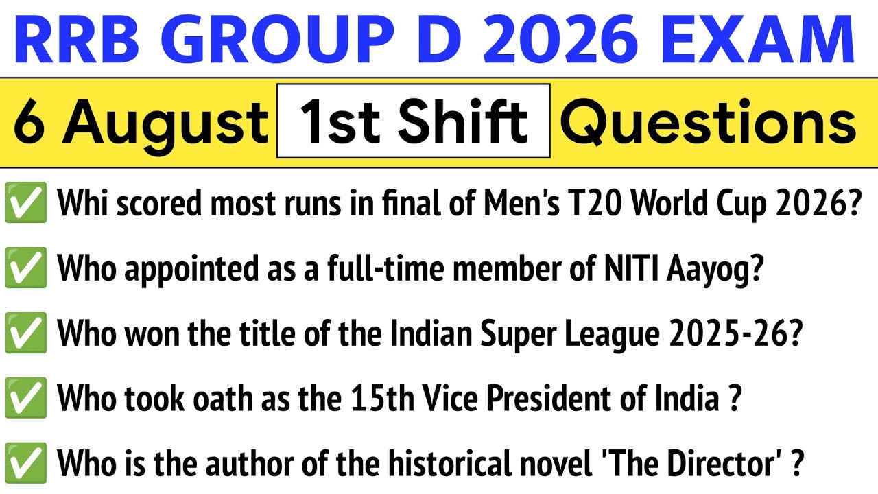 RRB Group D 1st Shift 6 August Questions Analysis | Railway Group D 2026 1st Shift Analysis 