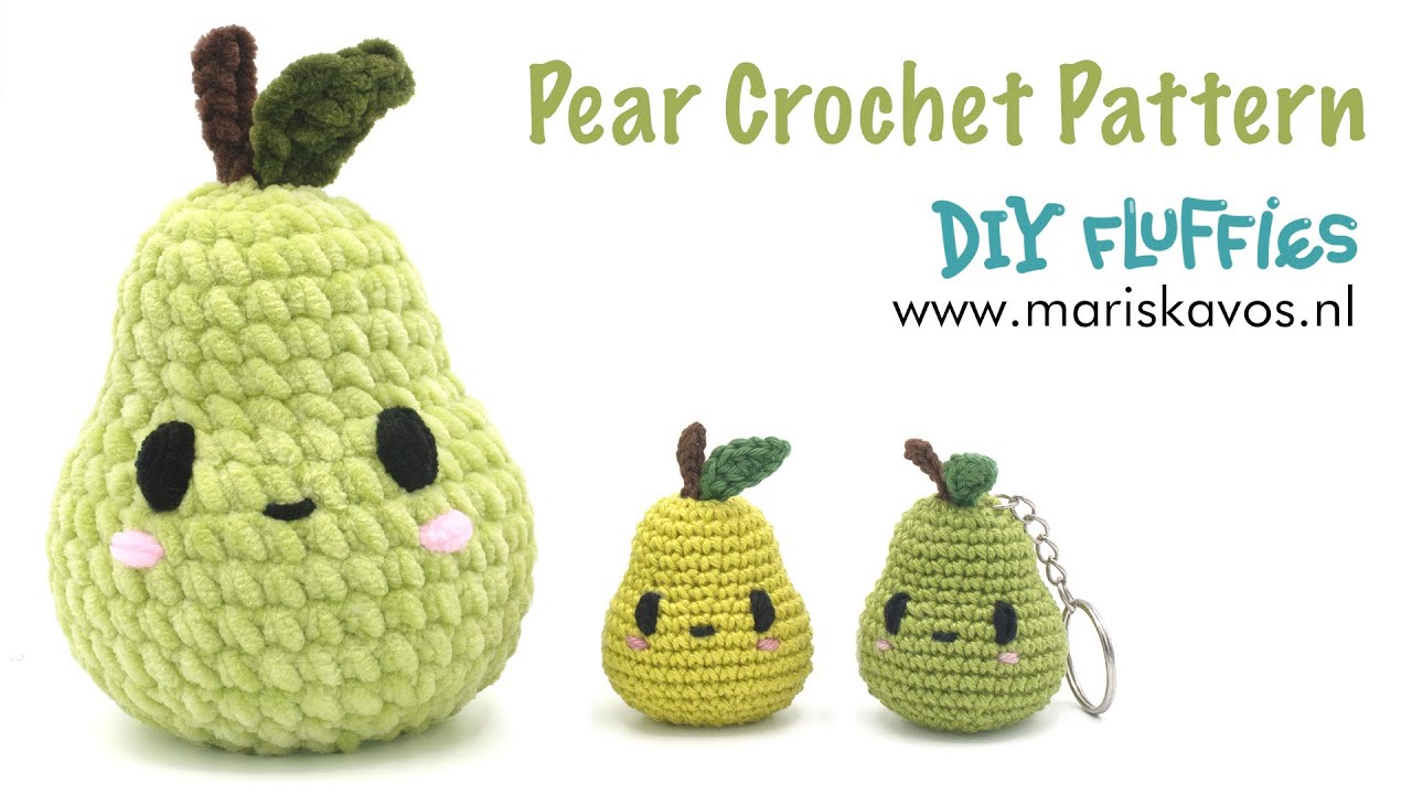 How to crochet a Pear Amigurumi Fruit Keychain for beginners