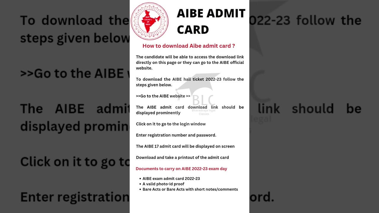 How to download Aibe admit card 2023 ? #aibe17 #aibeexam2023 #aibeexam