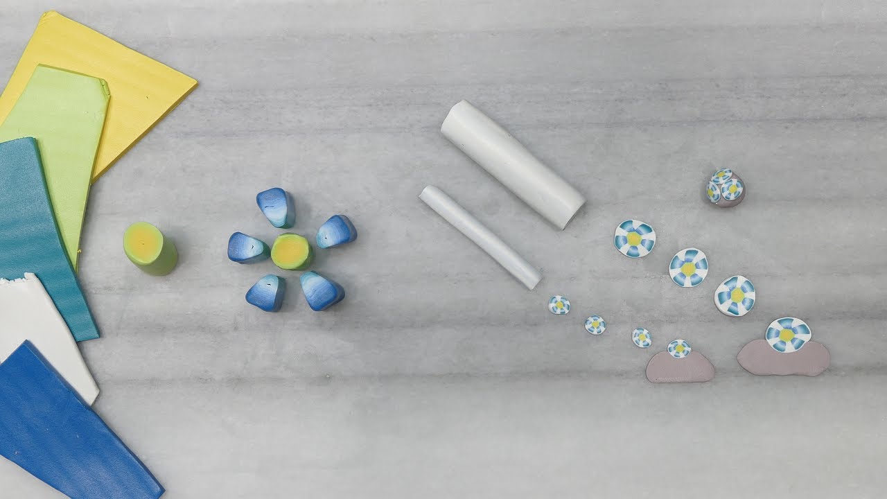 Blue Flower Cane - Polymer Clay