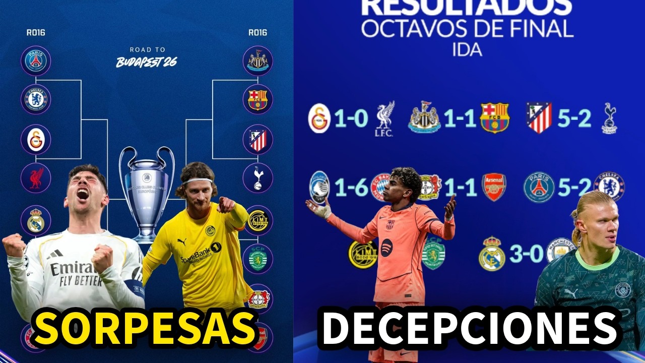 LAS SORPRESAS Y DECEPCIONES EN LOS OCTAVOS DE LA UEFA CHAMPIONS LIGUE 😯(IDA)