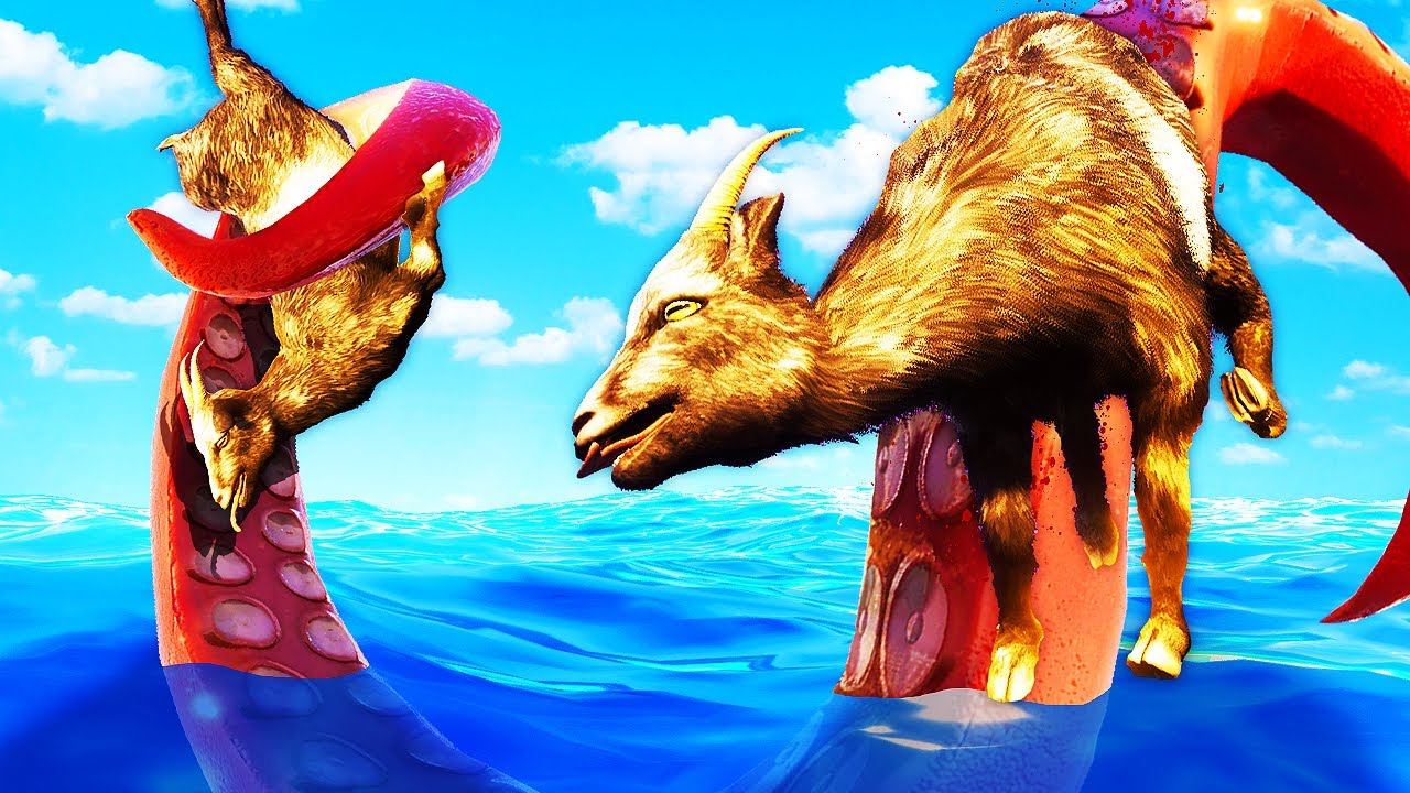 We BATTLE a MASSIVE KRAKEN and Steal his POWERS...(Goat Simulator 3)