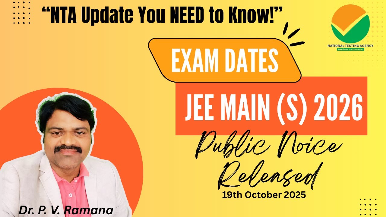 JEE Main (s) 2026| Public Notice Released|Exam Dates & Big Updates