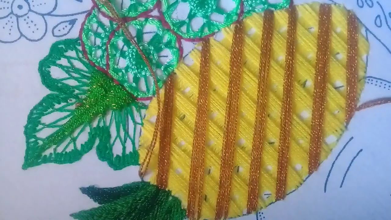 PUNTADA FÁCIL PARA BORDAR UNA PIÑA GRANDE O CUALQUIER DISEÑO GRANDE DE SERVILLETAS