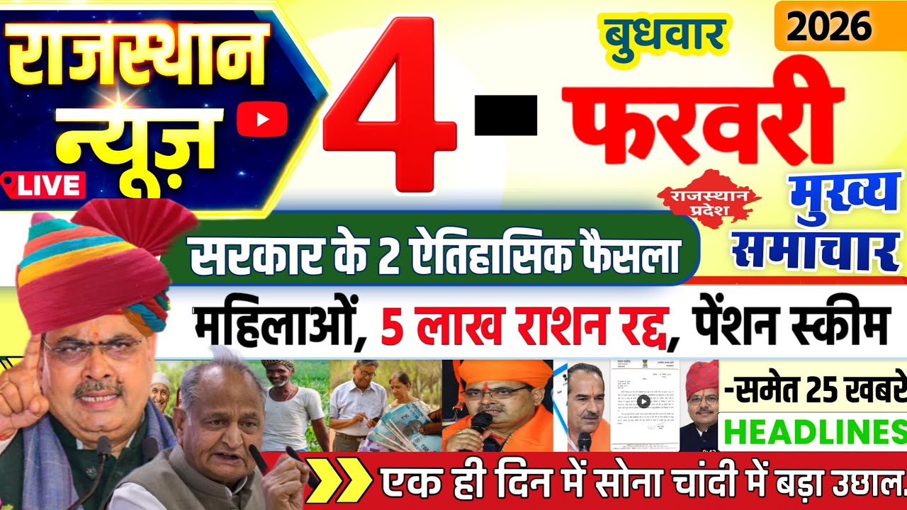 Rajasthan Today News | राजस्थान आज के मुख्य समाचार | 04 फरवरी 2026 | Rajsthan News