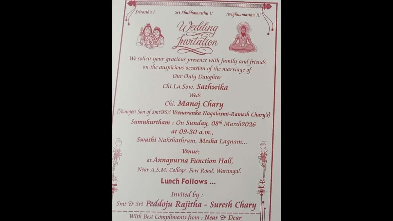WEDDING ceremony of Ragini Reddy weds Maganath Reddy