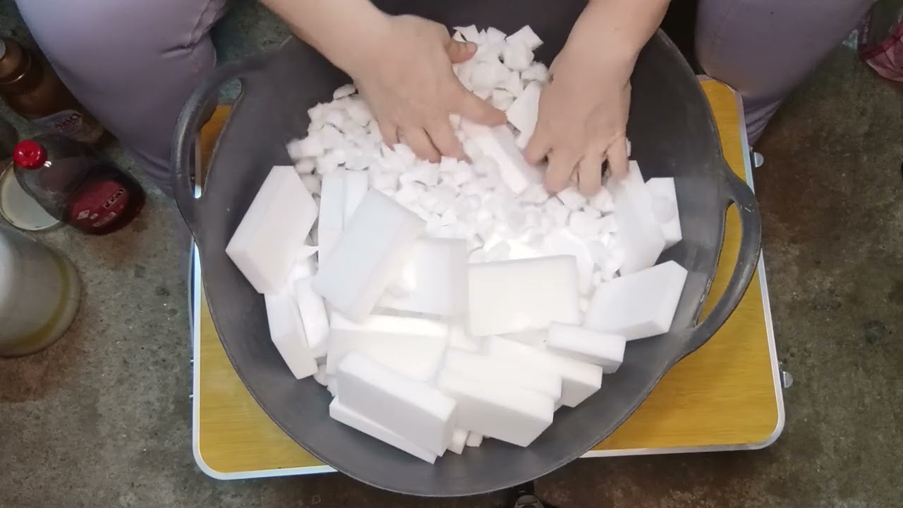ASMR Breaking White Sponges Part5  🧽✨ Satisfying Sounds | Filling the Bucket