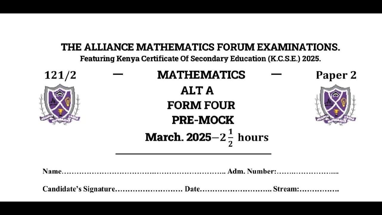 THE ALLIANCE MATHS FORUM, PAPER 2, SECTION 2 MATHEMATICS