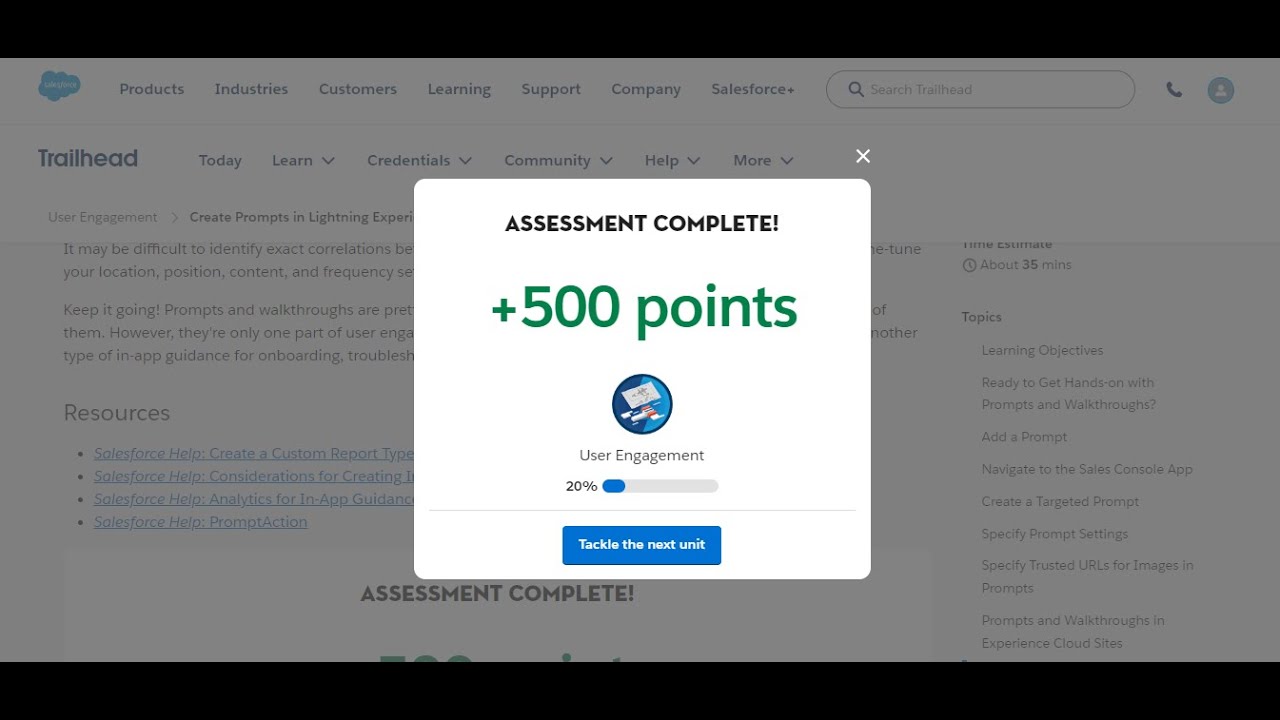 Create Prompts in Lightning Experience | User Engagement - Trailhead Solution #2024