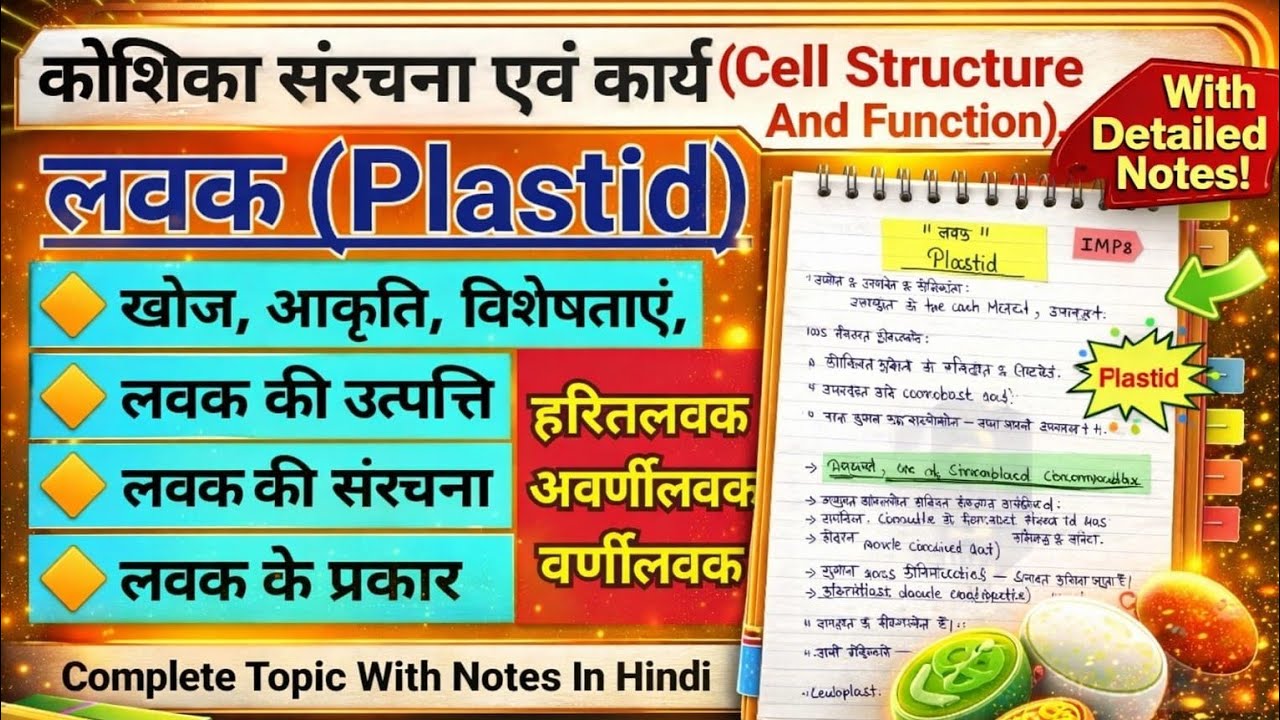 Plastid (लवक) In Hindi || Plastid Complete Topic With Notes #cell  @botanyadda 