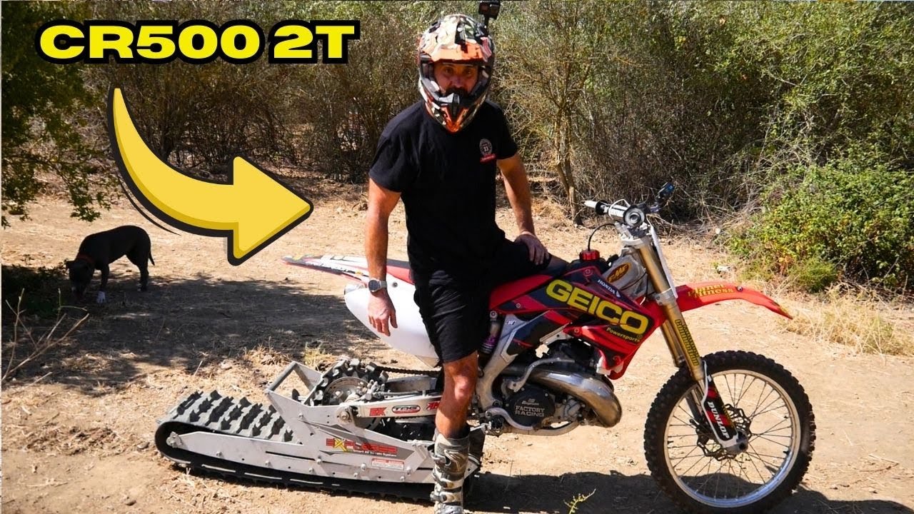 CR500 MOTO DE NIEVE RESCATADA Y PROBADA EN TIERRA EN VERANO con Ticwatch