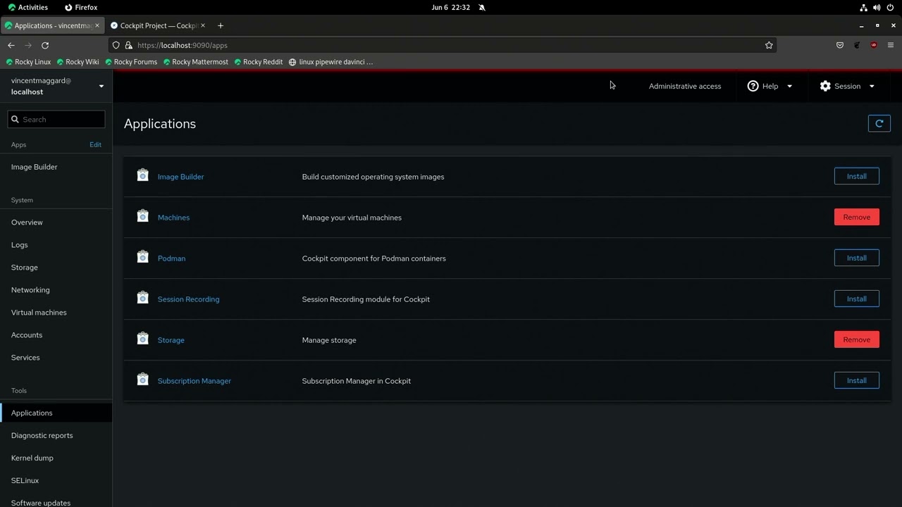 Cockpit - Linux Web Interface