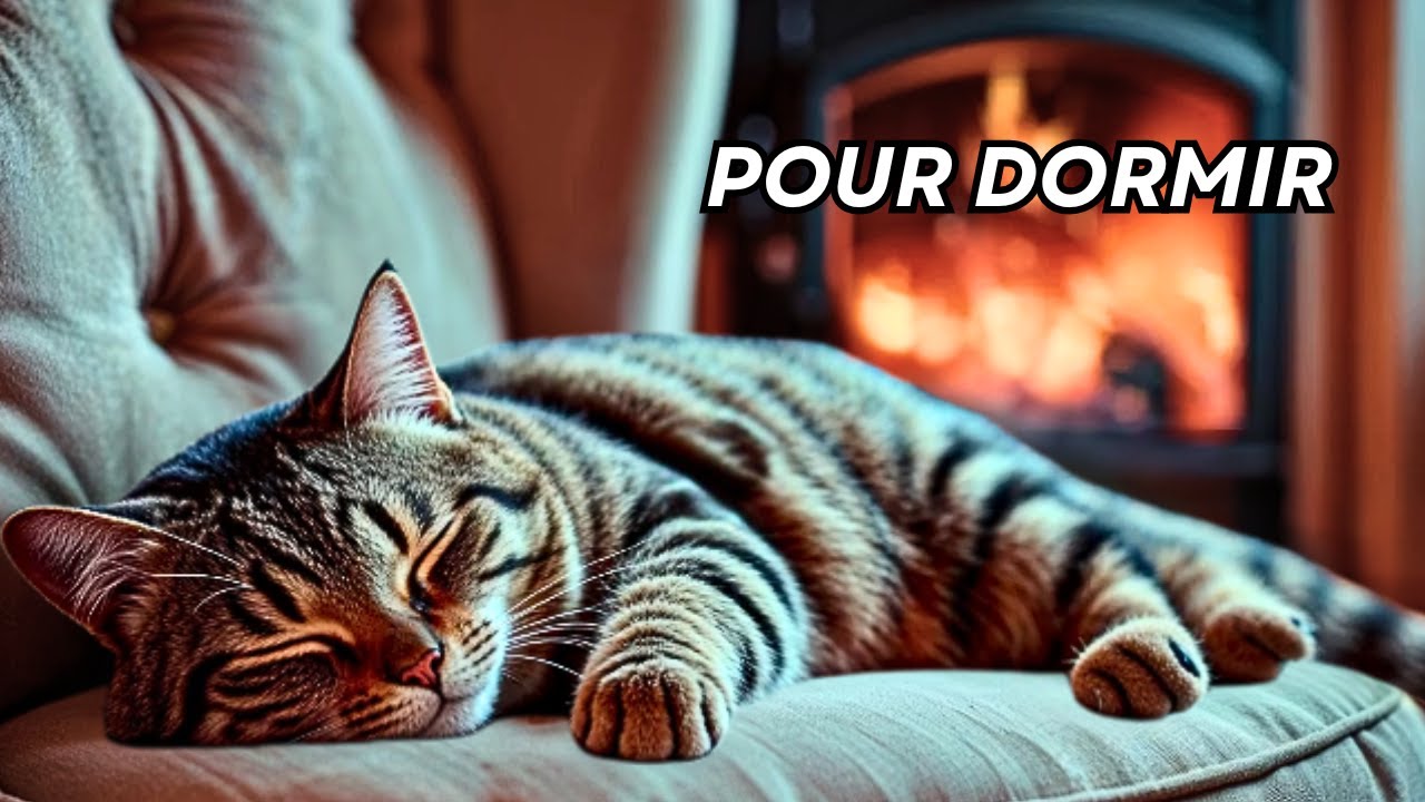 Relaxation, Ambiance Cosy – Chat qui Ronronne et crépitement du Feu de Cheminée 🔥(1h30)