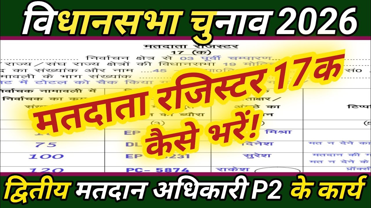 द्वितीय मतदान अधिकारी P2 मतदाता रजिस्टर 17क को कैसे भरते हैं। बिहार विधानसभा चुनाव 2025@NMOPS
