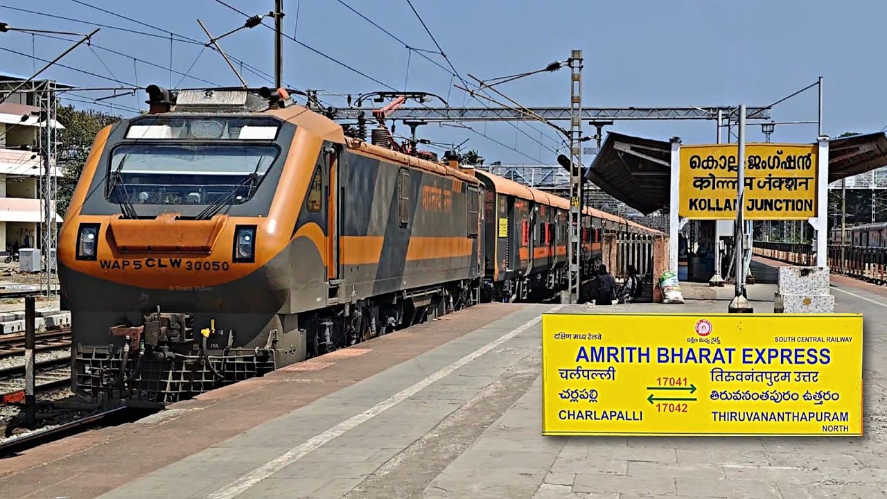Charlapalli To Thiruvananthapuram North AMRIT BHARAT EXPRESS Arrival & Departure From Kollam | 4K