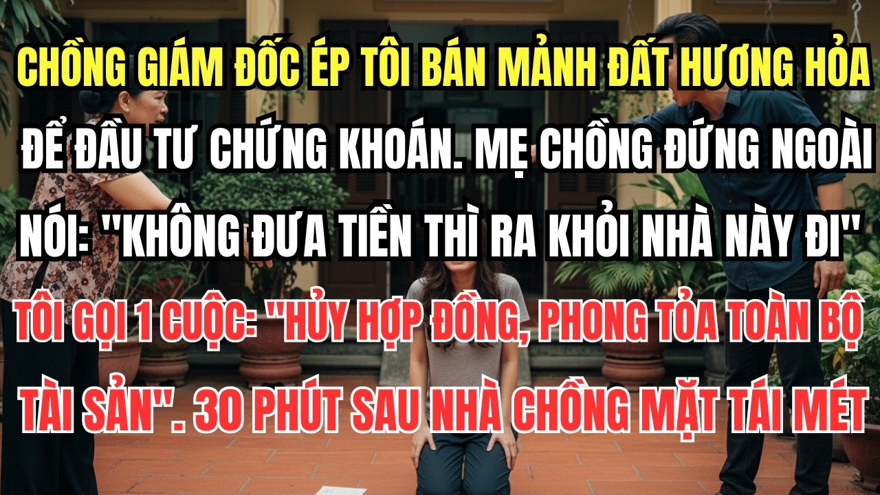 Chồng Giám Đốc Ép Tôi Bán Đất Để Đầu Tư Chứng Khoán. Mẹ Chồng Nói: 