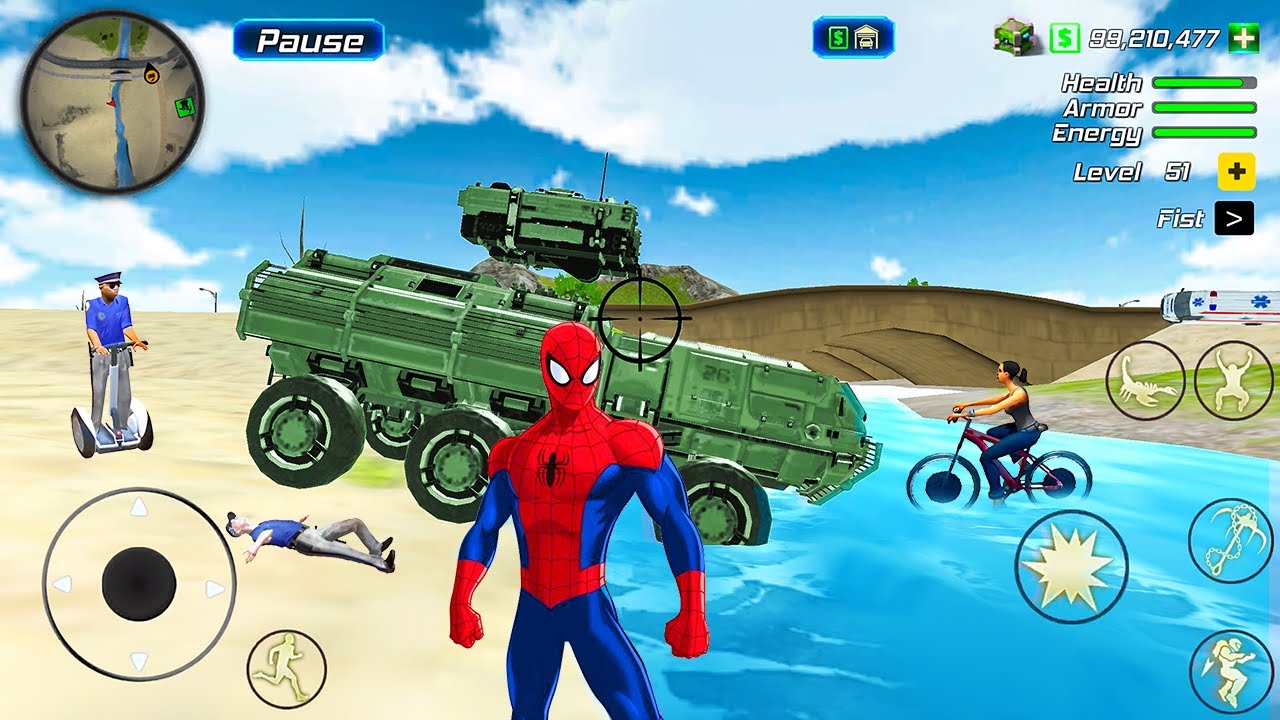 Rope Frog Ninja Hero Strange Gangster - Open City Military Tank - Android Gameplay