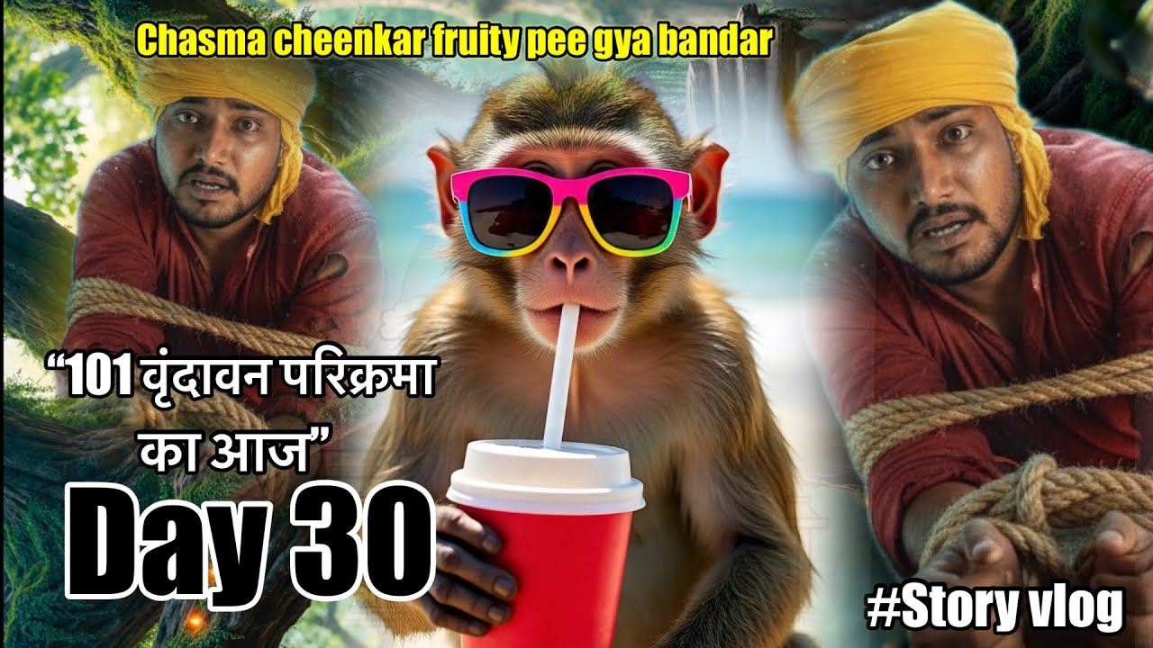 Day30/101 Vrindavan parikrama| bandar fruty peene ke liye kardi Vrindavan me chori 