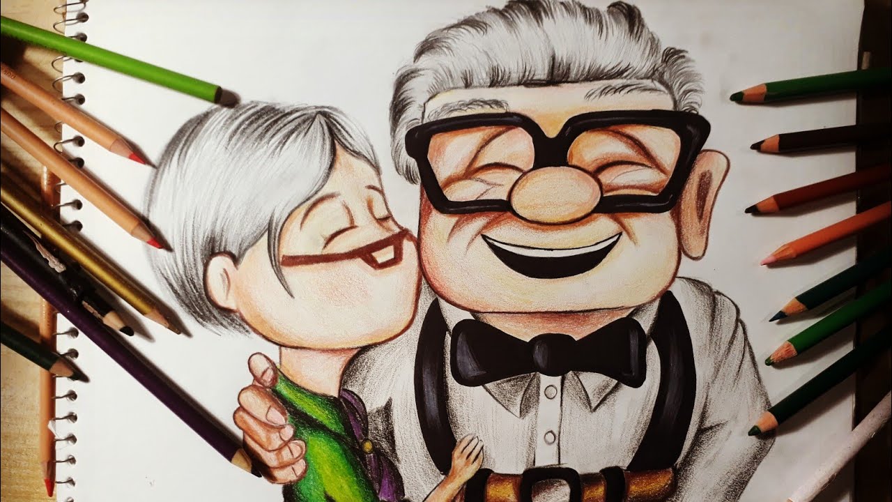 DIBUJANDO A CARL Y ELLIE DE UP || UNA AVENTURA DE ALTURA || DIBUJOS DE AMOR