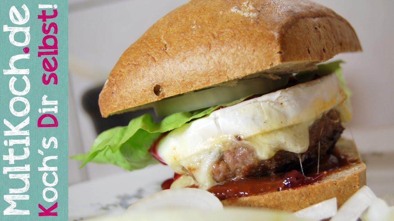 Camembert Burger mit Preiselbeeren