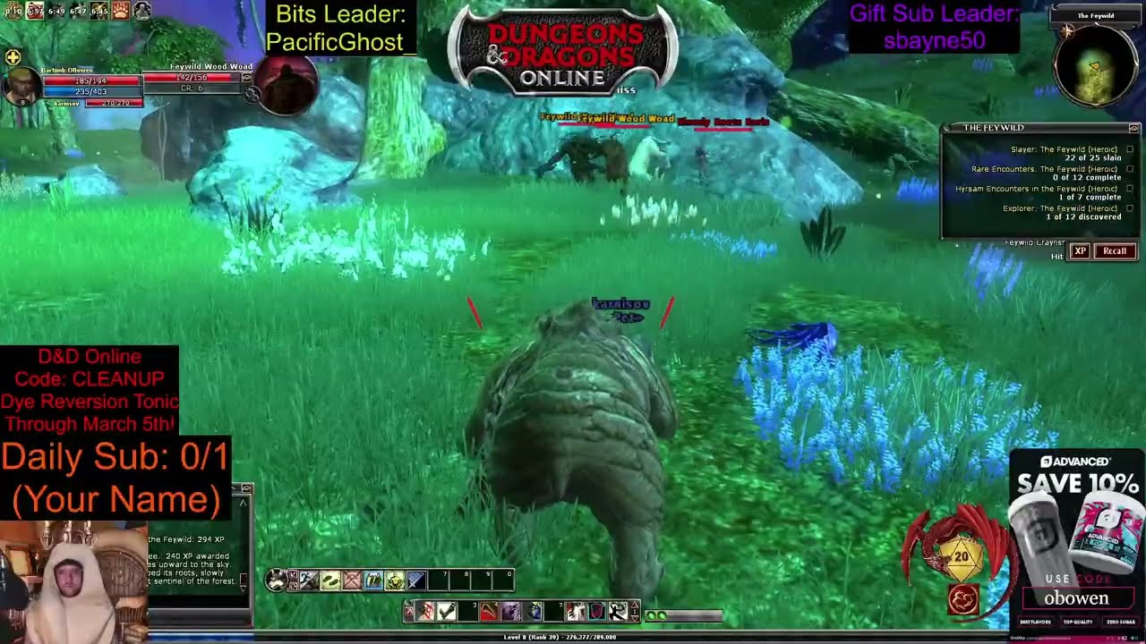 Poteen OBowen playing DDO, *Cormyr* DRUID to lvl 10 (TATER STREAM subs  (Controller G7Pro GameSir)