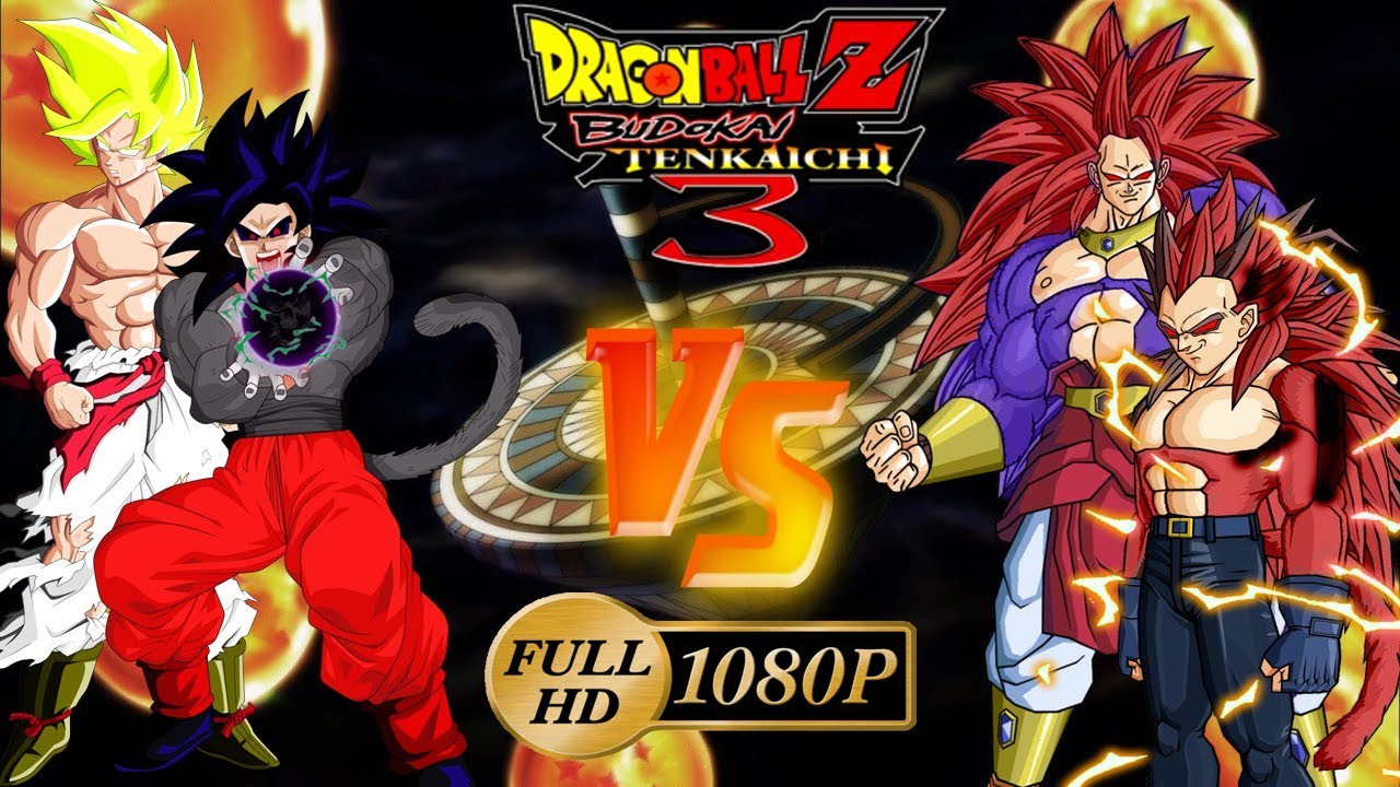 DBZ BT3 GAMEPLAY Goku ssj Legendario y Mecha Goku ssj4 VS Broly ssj10 y Evil Vegeta ssj12
