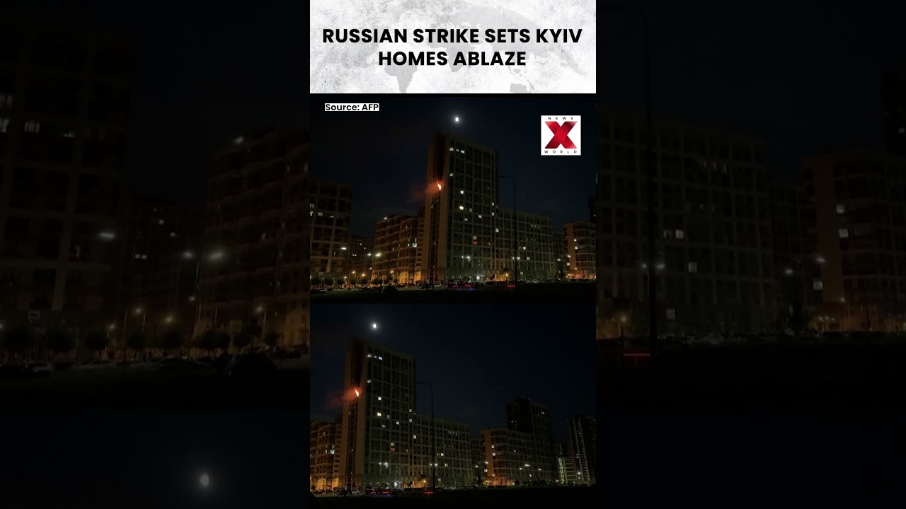 #kyiv | Russian Missile Strike Sets Kyiv Residential Complex Ablaze #russia #strike