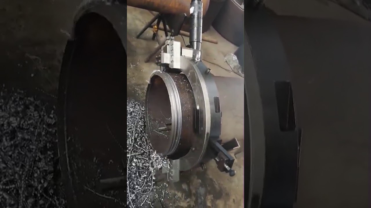 Pneumatic pipe cold cutting and beveling machine