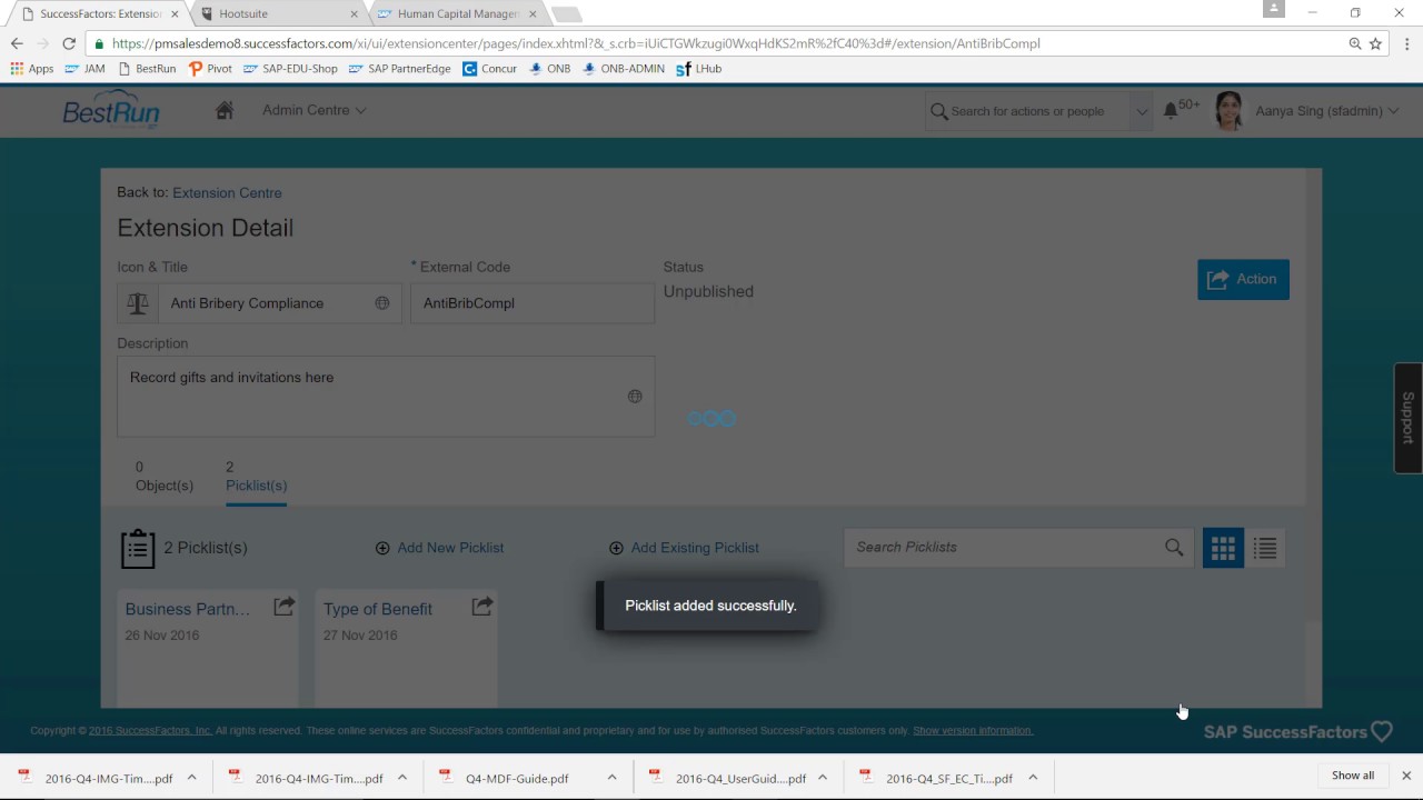Building your own transaction with SAP SuccessFactors Extension Center