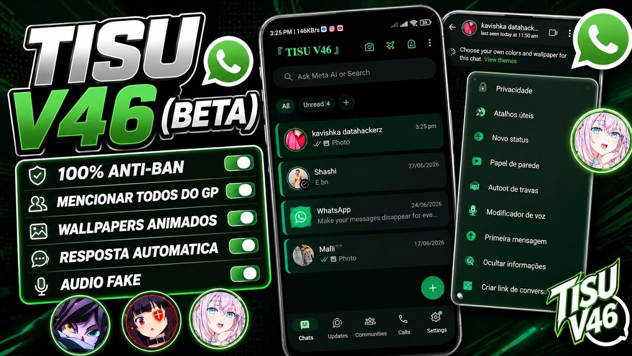 🔥 TISU V46 BETA ATUALIZADO! 😱 WHATSAPP MOD IMUNE ✅ GB DESCONECTOU | FUNCIONANDO 2026