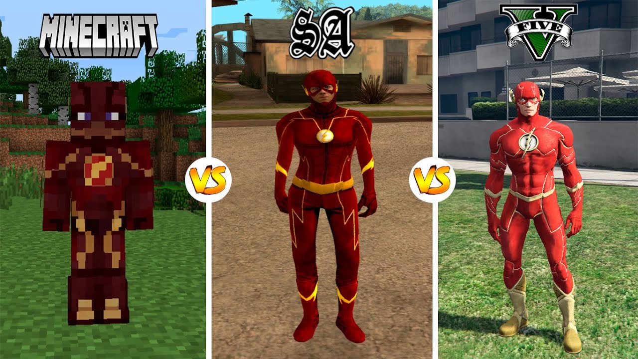The Flash in Minecraft vs GTA SA vs GTA 5 -  WHO IS BEST?