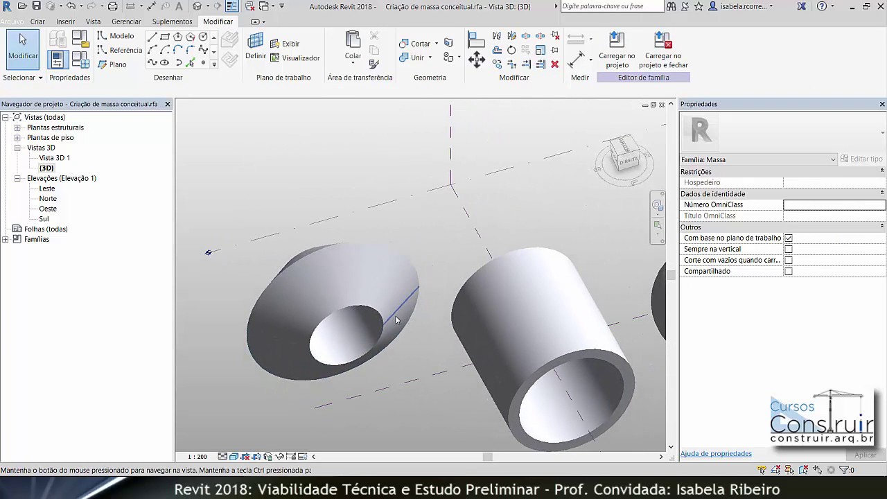 REVIT Viabilidade Aula 6.4: Extrusão, varredura, revolver, mescla (massa conceitual)