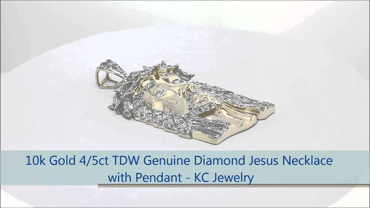 10k Gold 4/5ct TDW Genuine Diamond Jesus Necklace with Pendant- KC Jewelry