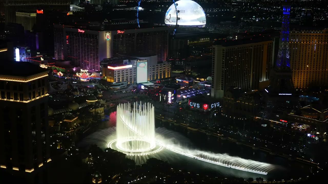 Fountains of Bellagio - Carol of the Bells and Santa Baby (Vdara Fountain View Room)