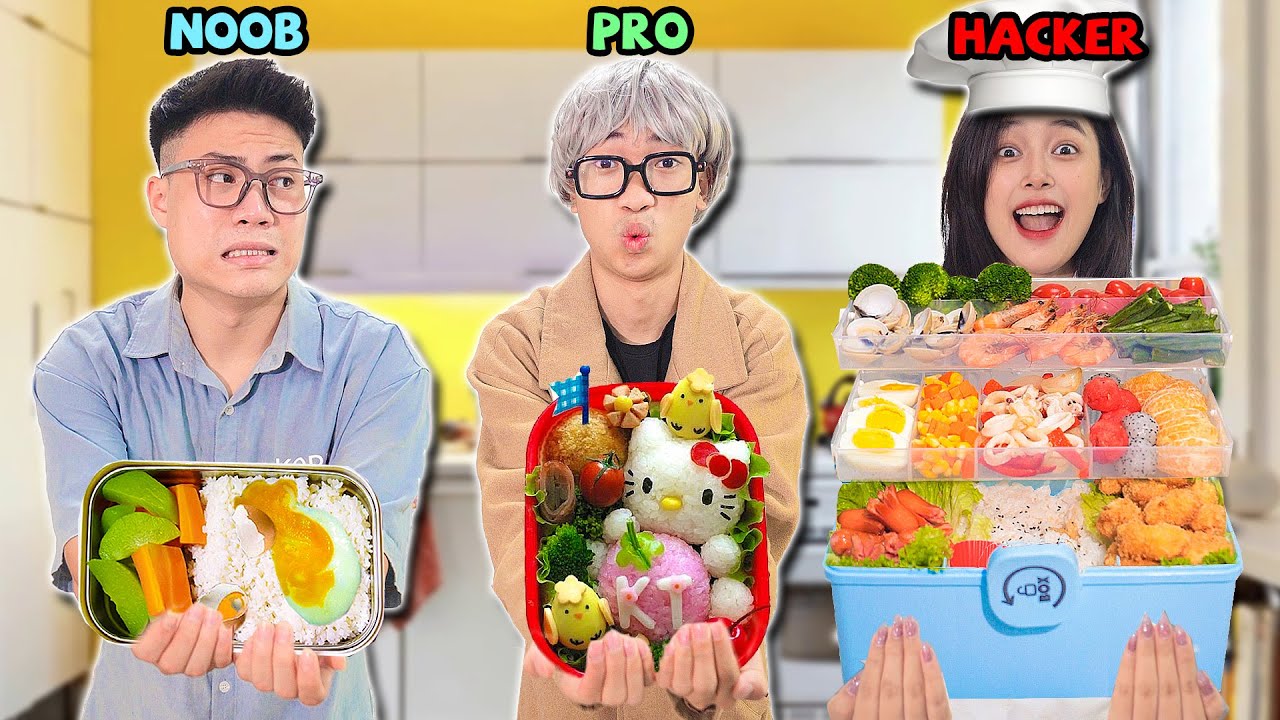 Thử Thách Làm Hộp Cơm Bento DỞ vs NGON vs SIÊU NGON Với Ông Nội | Mini vs Khổng Lồ
