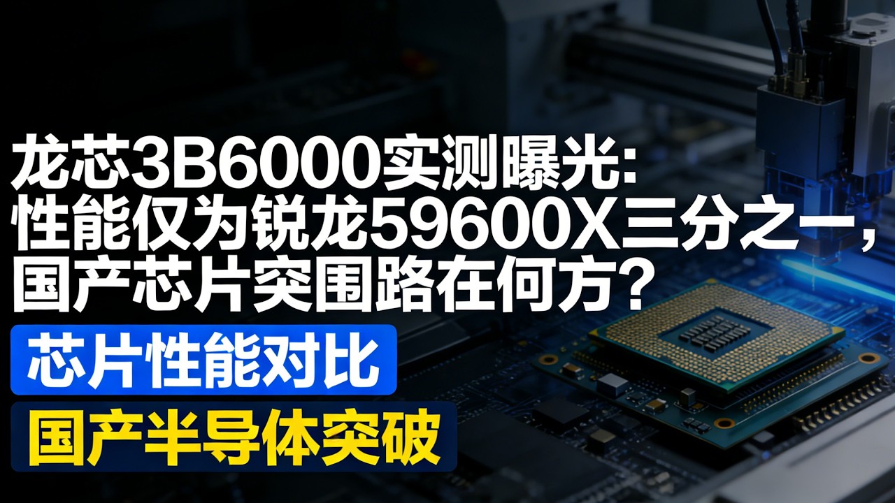 龙芯3B6000实测曝光：性能仅为锐龙59600X三分之一，国产芯片突围路在何方#龙芯3B6000实测#国产芯片差距#龙芯自主架构#菲奥尼克斯测试#中国芯片突围#信创2.0#龙芯vs锐龙#自主可控芯片